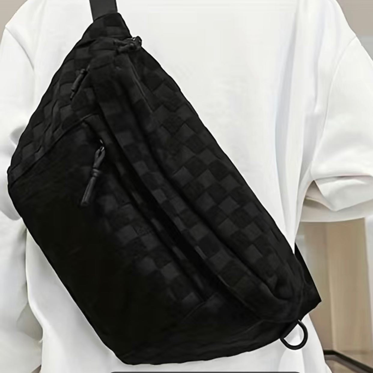 Checkered Oversized Crossbody Bag